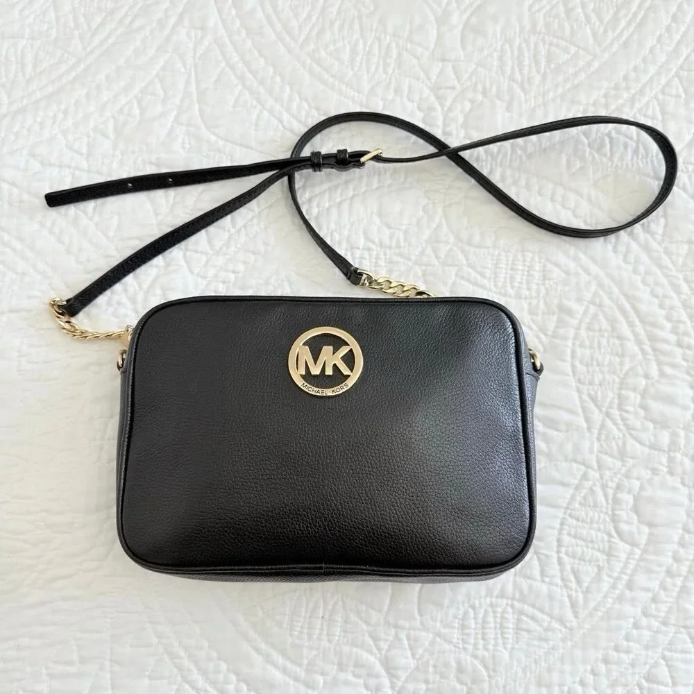 Michael Kors Fulton Pebbled Leather Bag in Black